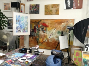 Peter Griffen's artworks in his studio